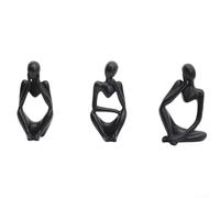 Abstract Resin Thinker Figure for Home Styling Enhancing Living Room Bedroom Study or Workspace with Sophisticated Aesthetic (Black)