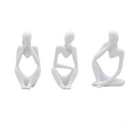 Abstract Resin Thinker Statue for Living Room Bedroom Office Decor Modern Desktop Ornament Suitable for Shelf Mantel TV Cabinet (White)
