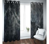 Abstract Retro Eyelets Curtains for Bedroom Living Room Black and Gray Marble Texture Blackout Curtains for Home Decoration Thermal Insulated W42xL84in 2 Panels