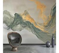 Abstract Retro Ink Wash Landscape Art Graffiti Modern 3D Wallpaper Premium Textured Silk Neutral Tones Material Ideal for Living Room Bedroom-300cm×210cm