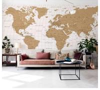Abstract Retro Minimalist World Map Art 3D Wallpaper Easy Install Feature Office Living Room Sofa Bedroom TV Background Wall Decoration-300cm×210cm