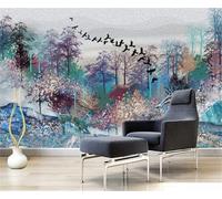 Abstract Retro Nostalgia Doodle Elk Forest 3D Wallpaper Easy Install Feature Office Living Room Sofa Bedroom TV Background Wall Decoration-150cm×105cm