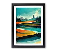 Abstract River Landscape No.4 Framed Print | A4 Black Framed Wall Art | Ready to Hang | Abstract Landscape Picture | Living Room Bedroom Lounge Office