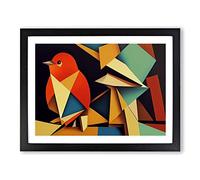 Abstract Robin Bird Vol.1 Framed Print | A4 Black Framed Wall Art | Ready to Hang | Abstract Animal Picture | Living Room Bedroom Lounge Office