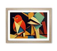 Abstract Robin Bird Vol.1 Framed Print | A4 Oak Framed Wall Art | Ready to Hang | Abstract Animal Picture | Living Room Bedroom Lounge Office