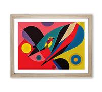 Abstract Robin Bird Vol.3 Framed Print | A4 Oak Framed Wall Art | Ready to Hang | Abstract Animal Picture | Living Room Bedroom Lounge Office