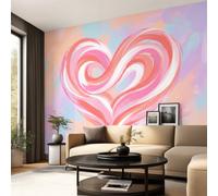 Abstract Romantic Wall Mural Panoramic Deco Wallpaper Mural Heart Wall Mural Premium Non-Woven Wallpaper 300 x 210 cm Printed Wallpaper for Room Wall Deco