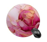 Abstract Rose Bloom with Gold Foil Watercolor Mousepad Round Computer Mousepad Waterproof Gaming Mousepads with Non-Slip Rubber Base Mousepads Mousemat for Laptop Office 20 CM