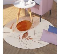 Abstract Round Area Rugs 120cm Female Print Throw Mat Soft Minimalist Non Slip Living Room Bedroom Home Office for Foyer Artistic Decor