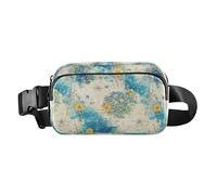 Abstract Round Clock Style Yellow Flowers Fashionable Waist Pack Crossbody Bag for Men Women Water Resistant Crossbody Belt Bag with Adjustable Strap for Workout Running Hiking