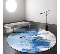 Abstract Round Rug 80 cm Blue White Black Gray Modern Soft Carpet for Living Room Bedroom Kids Room Washable Non-Slip Design Perfect Home Decor.