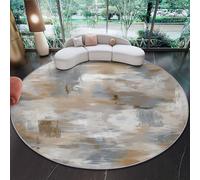 Abstract Round Rug 90cm, Grey Washable Kitchen Rug Non-Slip Soft Bathroom Rugs, Distressed Texture Rugs Print Faux Wool Doormat for Bedside Entrance Bedroom Sink