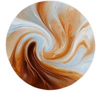 Abstract Round Rugs 150cm, Tan Rug for Living Room Circle Rugs Non-Slip Washable Rug for Bedroom, Soft Swirl Texture Printed Carpet for Living Room Kid’s Room Nursery