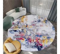 Abstract Round Rugs Living Room 180cm, Machine Washable Non-Slip Low Pile Colorful Carpet, Non-Shedding, Modern Stripes Printed Design for Dining Room Bedroom