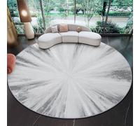 Abstract Round Washable Rugs 60cm, Lines Sunrise Distressed Texture Rug for Bedroom, Washable Non-Slip Soft Living Room Circle Rug, Cream Carpet for Laundry Kids Room Hallway