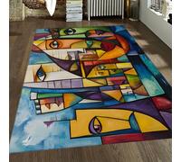Abstract Rugs for Bedroom 60x90cm Colorful Graffiti Modern Geometric Pop Art Area Rug 60x90cm - Soft Non Slip Thin Carpet for Living Room Home Decor
