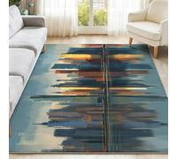 Abstract Rugs Living Room 140 x 200 cm, Urban Architecture Graffiti Themed Print Area Rugs With Non-Slip Backing, Grey Washable Low Pile Carpet for Bedroom Fireside Sitting Room Kidsroom Home Decor