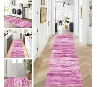 Abstract Runner Hallway Kitchen Washable Non-Slip Corridor Rug Mats 100 x 150 cm Long Pink Purple Kitchen Rug Hallway Rug Runner Bedroom Dining Room Polyester Carpet Runner Sold by the Metre