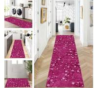 Abstract Runner Hallway Kitchen Washable Non-Slip Corridor Rug Mats 80 x 240 cm Long Pink Purple Kitchen Rug Hallway Rug Runner Bedroom Dining Room Polyester Carpet Runner Sold by the Metre Adjustable