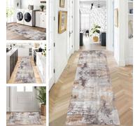 Abstract Runner Hallway Kitchen Washable Non-Slip Corridor Rug Mats 90 x 250 cm Long Grey Light Brown Kitchen Rug Hallway Rug Runner Bedroom Dining Room Polyester Carpet Runner Sold by the Metre