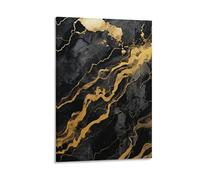 Abstract Rustic Marble Canvas Wall Art, Black Gold Textured Painting Picture Painting on Canvas, Print Poster Decoration Artwork for Home Living Room Bedroom Wall Decor Frame 24x36inch(60x90cm)