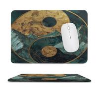 Abstract Rustic Yin Yang Stitched Edge Mouse Pad,Colorful Vintage Asian Yin Yang Theme Marble Mountain Soft Mousepad with Non-Slip for Office,Home 9.4"x7.9"