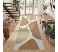 Abstract Scandinavian Runenr Rug for Hallway Non-Slip Washable Earth Tones Irregular Color Blocks Long Carpet Runner 90 x 180 cm Low Pile for Entryway Entrance Hall Laundry Corridor Bedroom Decor