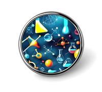 Abstract Science Chemistry Badges Decorative, Durable Aluminum Alloy Round Badge, Lightweight Button Brooch for Shirts, Jackets, Hats, Uniforms 1"