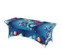 Abstract Science Chemistry Illustration 3D Decorative Tablecloth Protector for Wedding, Banquet & Parties6FT Spandex Rectangle Tablecloths, Stretch Washable Table Cloth Wrinkle Free Patio Table Cover