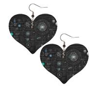 Abstract Science Chemistry Illustration 3d Elegant Leather Heart-Shaped Earrings-Fashionable And Unique Accessories For Everyday Wear