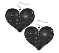 Abstract Science Chemistry Illustration 3d Elegant Leather Heart-Shaped Earrings-Fashionable And Unique Accessories For Everyday Wear