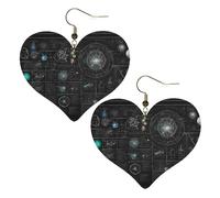 Abstract Science Chemistry Illustration 3d Elegant Leather Heart-Shaped Earrings-Fashionable And Unique Accessories For Everyday Wear