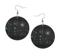 Abstract Science Chemistry Illustration 3d Elegant Leather Round Earrings-Fashionable And Unique Accessories For Everyday Wear