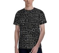 Abstract Science Chemistry Illustration 3D Men's Casual T-Shirt with Double Sided Full Print Soft Fabric Modern Fit Round Neck Tee Black
