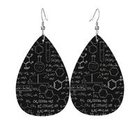 Abstract Science Chemistry Illustration 3d Piercing Teardrop Earrings Set Trendy Faux Leather For Women Girls Birthday Xmas Jewelry Gift
