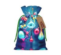 Abstract Science Chemistry Illustration 3d Print Christmas Drawstring Holiday Candy Bag Xmas Sacks Reusable Wrapping Bags Party Favor
