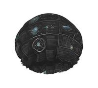 (Abstract Science Chemistry Illustration 3D) Print Double Layer Waterproof Shower Cap for Long Hair - Reusable Bath Hair Protection with Elastic Band for Women Travel.