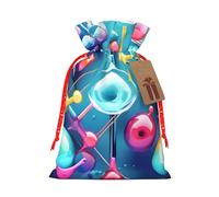 Abstract Science Chemistry Illustration 3d Print Gift Reusable Drawstring Pouches For Party Favors Seasonal Winter Celebration Bags