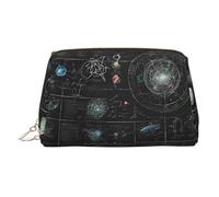 Abstract Science Chemistry Illustration 3D Print Leather Cosmetic Bag, Zip Pull Toiletry, Beauty Organiser, Small, Beauty Accessory, Cruelty Friendly, Gift for Her,17 X 7.5 X 11cm