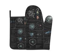 Abstract Science Chemistry Illustration 3d Print Oven Mitts And Pot Holders Sets 7"X11" Kitchen Essentials 2-Piece Set Bbq, Baking