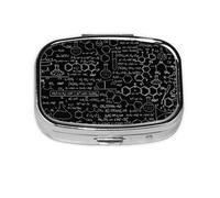 Abstract Science Chemistry Illustration 3D Print Pill Box 2 Compartment Medicine Pill Case,Portable for Pocket Or Purse Pill Box Decorative Metal Medicine Organizer