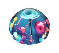 Abstract Science Chemistry Illustration 3D Print Shower Cap Bath Caps Elastic Reusable Shower Hair Cap Double Layers Hair Cap