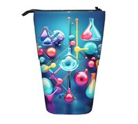 Abstract Science Chemistry Illustration 3d Print Standing Pencil Case Telescopic Pencil Bag Pop Up Pencil Pouch Pen Pouch Makeup Cosmetics Bag