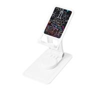 Abstract Science Chemistry Illustration 3D Prints Rotating Cell Phone Stand with 360° Swivel Base - Foldable Square Desk Phone Holder for iPhone 16 15 14 13 12 11,All Phones,White