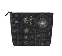 Abstract Science Chemistry Illustration 3D Single Layer Linen Like Makeup Bag, Lightweight and Cute, Easy to Use