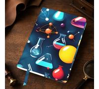 Abstract Science Chemistry Print A5 Leather Journal Cover,Refillable Genuine Leather Journal Notebook Cover