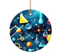 Abstract Science Chemistry Print Ceramic Round Pendant - Double-Sided Print Festive Decor for Home/Mall,Holiday Keepsake