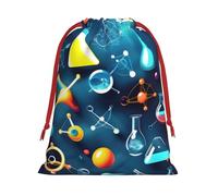 Abstract Science Chemistry Print Drawstring Gift Bags For Christmas,Holiday Party Gift Wrapping Bag Assorted Sizes