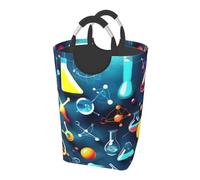 Abstract Science Chemistry Print Freestanding Tall Clothes Hamper, Large Collapsible Laundry Bag With Aluminum Handles For Dorm