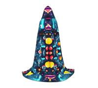 Abstract Science Chemistry Print Hooded Wizard Robe Halloween Cloak Medieval Renaissance Cosplay Christmas Party Outfits